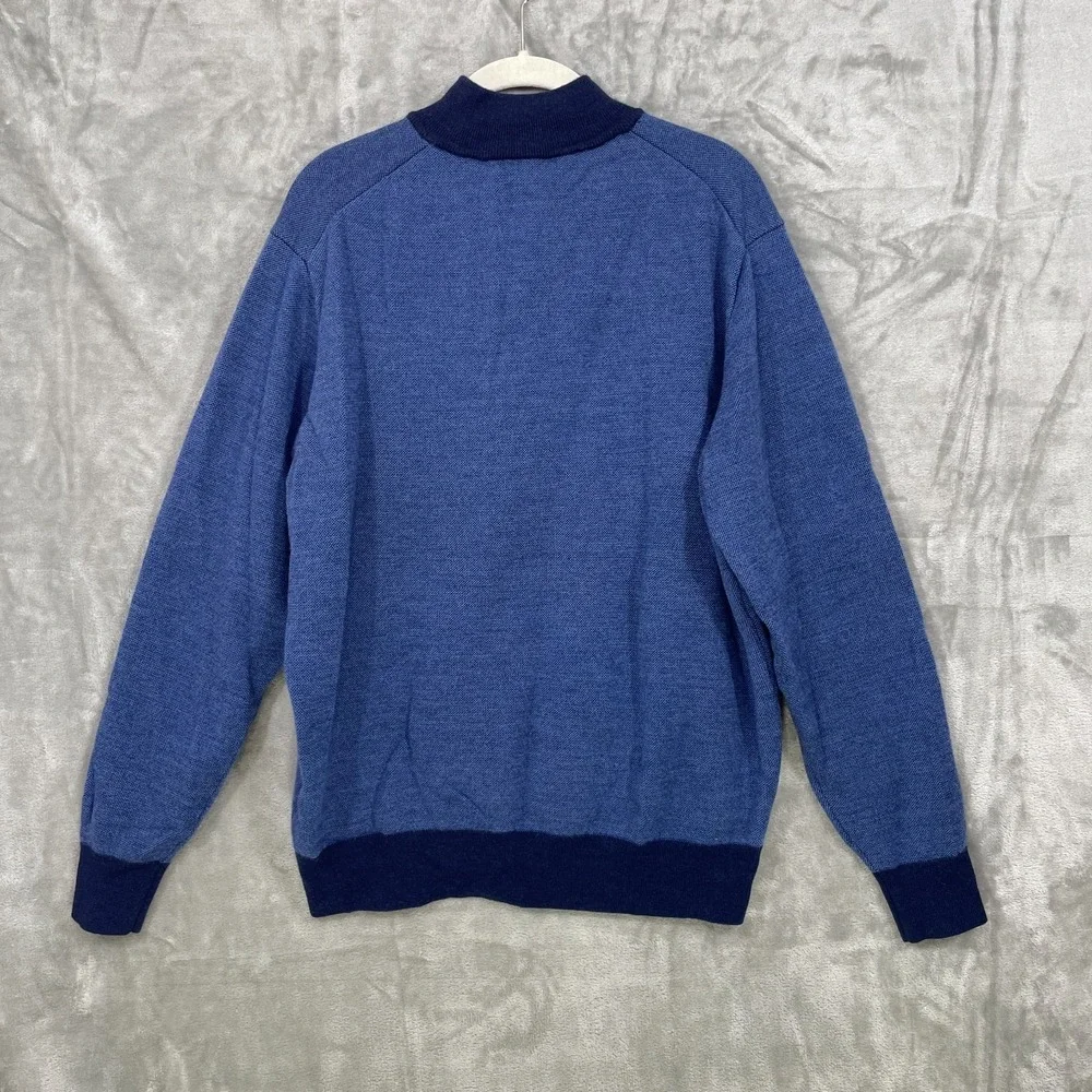 PETER MILLAR Sweater Men's XL Blue 100% Extra Fine Merino Wool 1/4 Zip